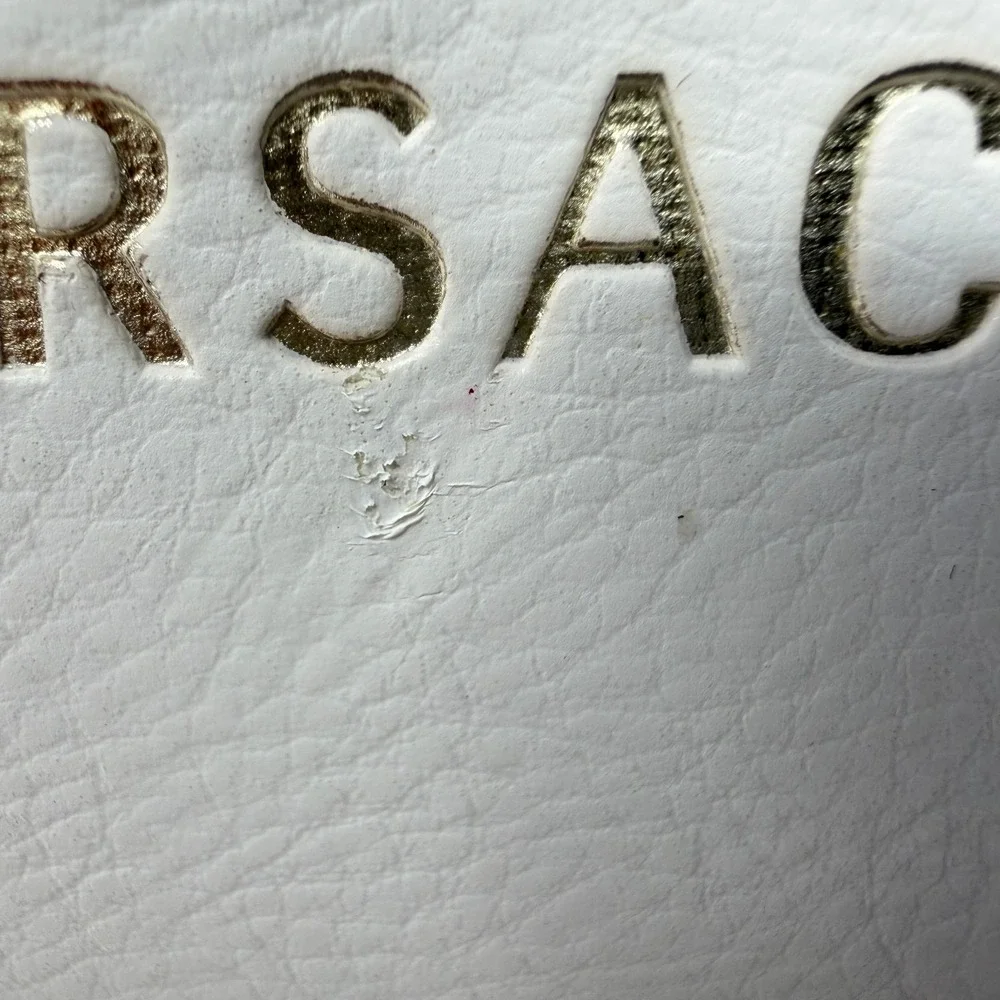 Versace Hard Shell Eyeglass Case White Leather‎ Look Logo
